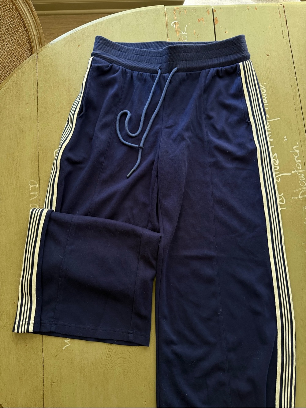 Umgee Navy Ribbed Waistband Pants with White Label